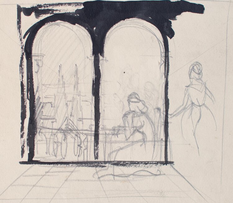 Georg Johann Köhler - Reiterin (Silhouette) - Zeichnung, Illustration - um 1920