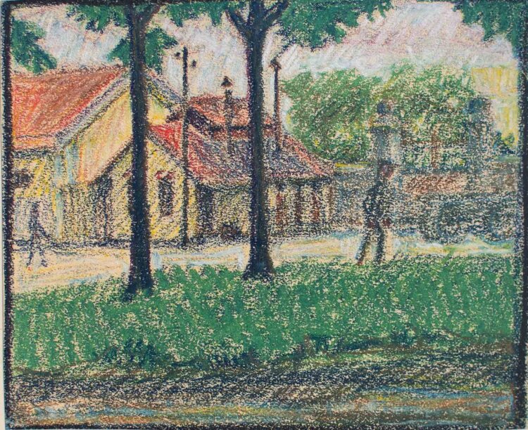 Gustav Kastner - Kriegsgefangenelager bei Poitiers (Frankreich) - Kreidezeichnung - um 1915