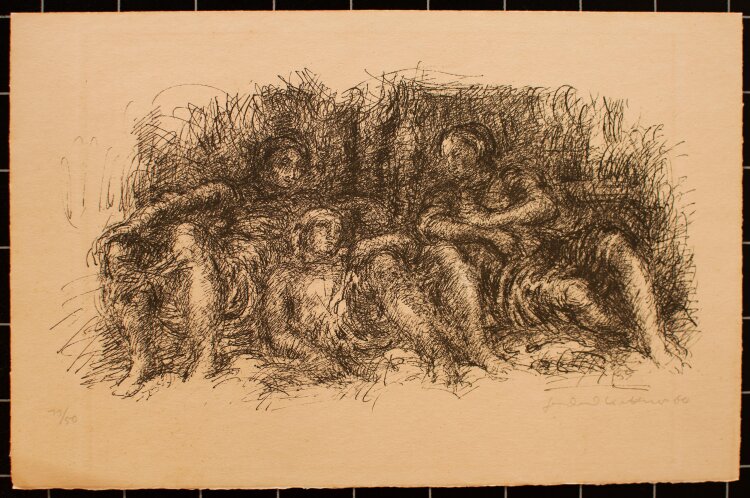Gerhard Kettner - Drei Frauen bei der Rast - Federlithografie - 1964