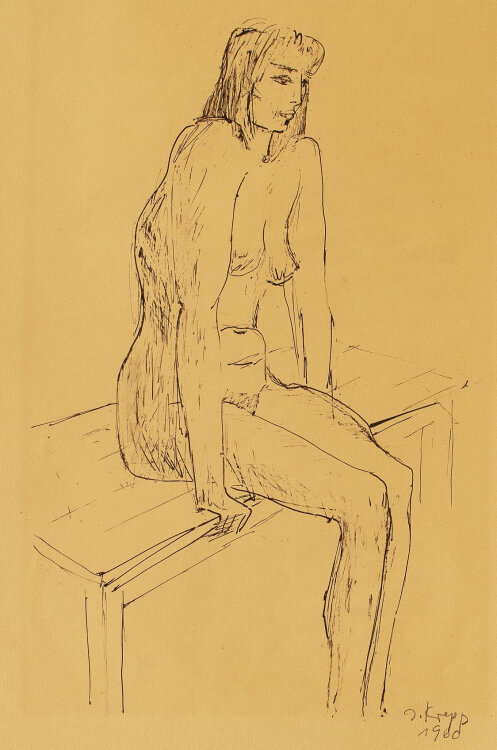 Siegfried Krepp - Sitzender weiblicher Akt - Lithografie - 1960