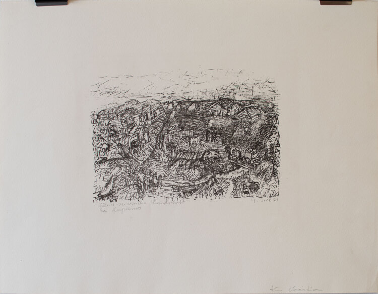 Lothar Sell - Kleine russische Landschaft bei Kupkino - Federlithographie - 1967