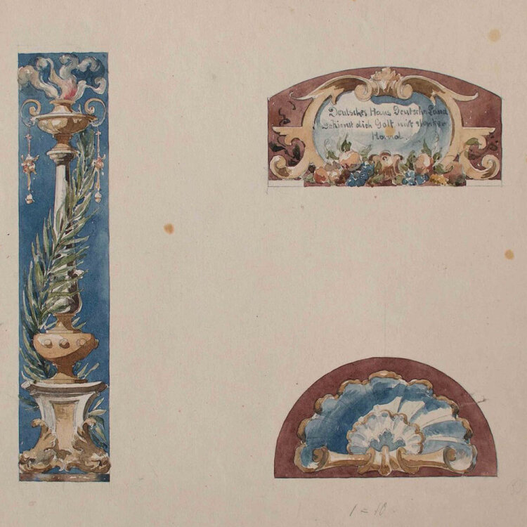 Johannes Hanse - Drei Ornament Entwürfe - Aquarell - um 1910