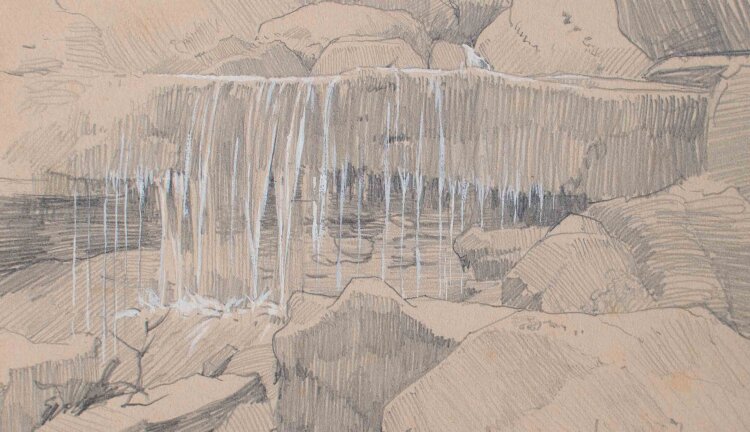 Johannes Hanse - Wasserfall - Mischtechnik - 1901