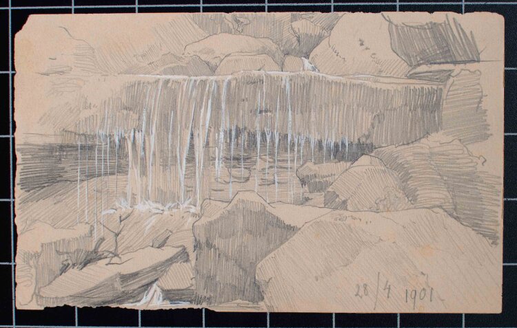 Johannes Hanse - Wasserfall - Mischtechnik - 1901