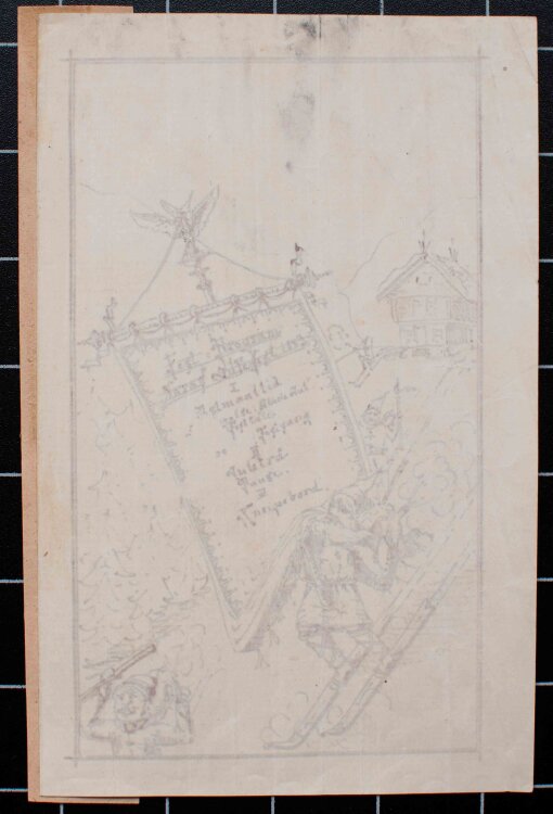 J.B. - Fest-Programm Nora´s Fest - Zeichnung, Kalligrafie - 1883