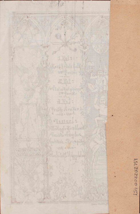 J.B. - Fest-Programm Nora´s Fest - Zeichnung, Kalligrafie - 1883