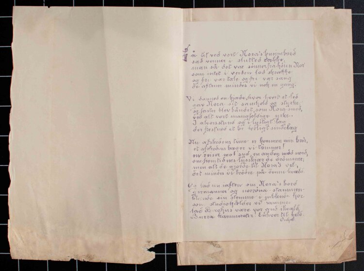 Studentenverbindung NORA - NORA Afskedskueine (Abschiedsküsse) - Zeichnung, Kalligrafie - 1884
