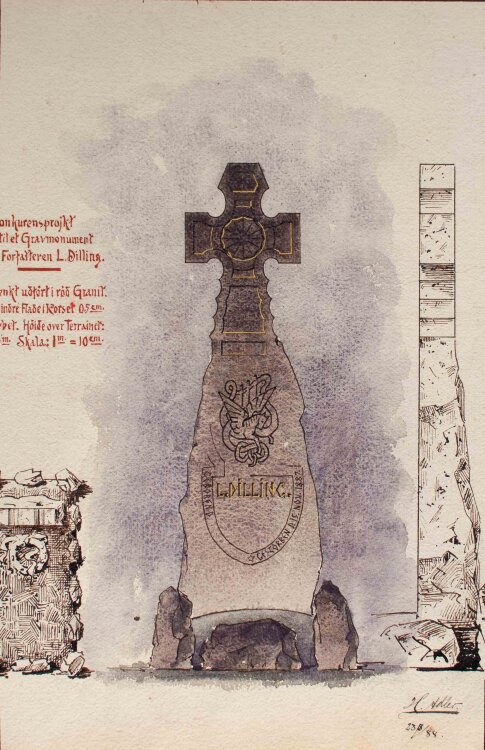 H. Adler - Konkurensprojkt til et Gravmonument over...