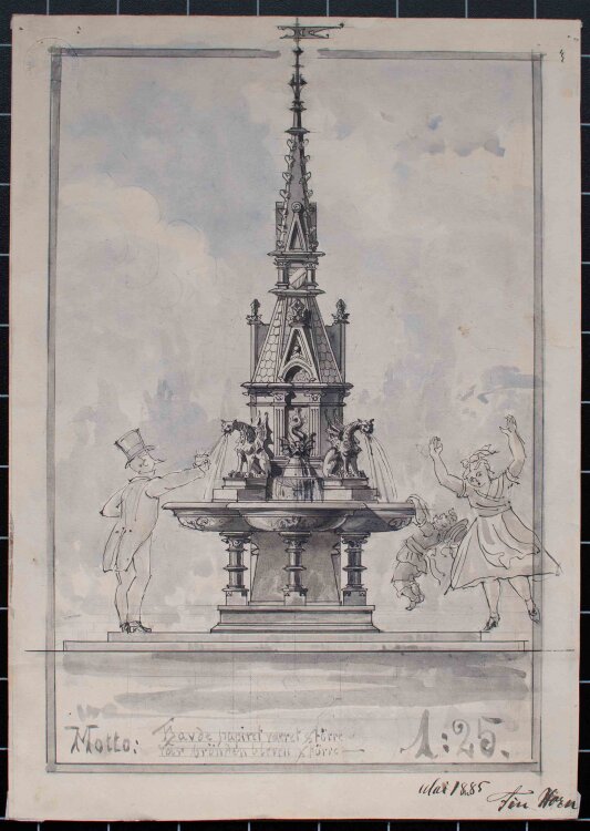 Fin Horn - Drachenbrunnen - Aquarell - 1885