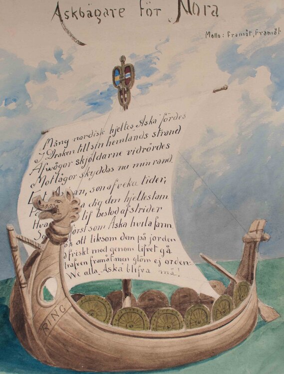 S. Rockstrohen - Ascher für Nora (Drachenschiff) - Aquarell - 1883