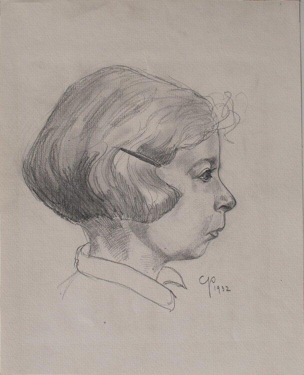Monogrammist C.P. - Mädchenkopf - Bleistiftzeichnung - 1932