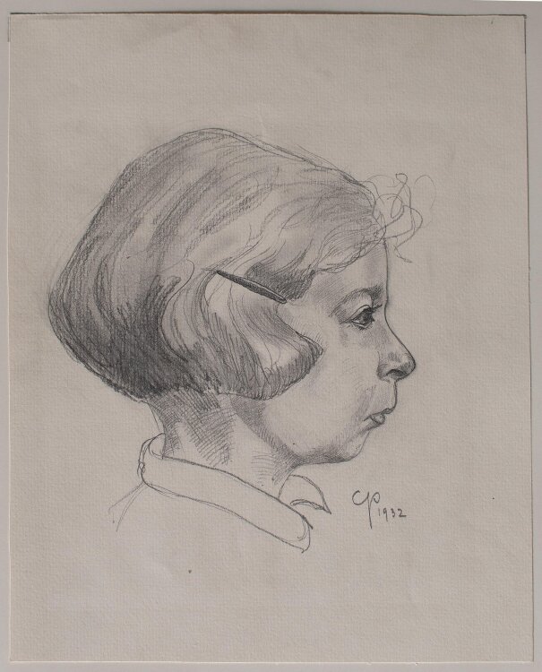 Monogrammist C.P. - Mädchenkopf - Bleistiftzeichnung - 1932