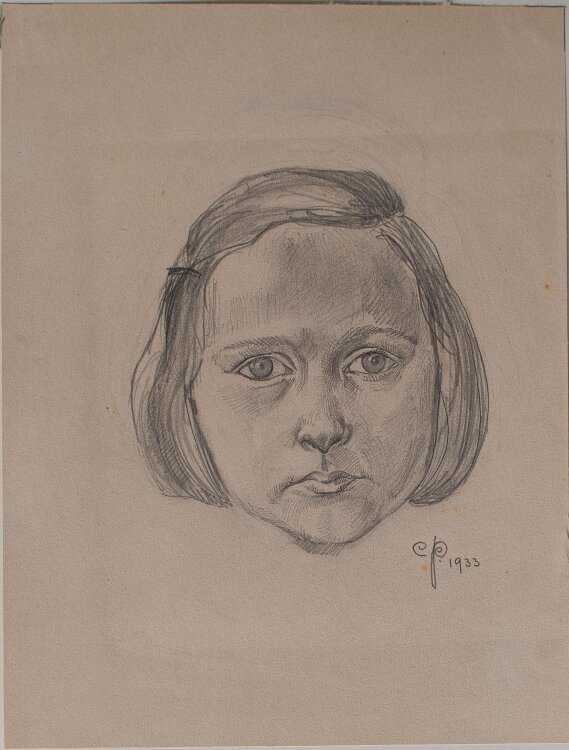 Monogrammist C.P. - Mädchenkopf - Bleistiftzeichnung - 1933