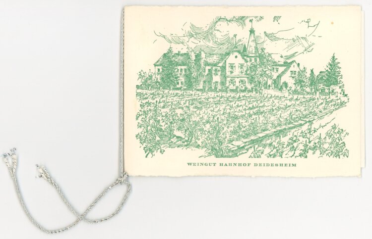 Weingut Hahnhof Deidesheim - Menükarte  - 13.11.1983