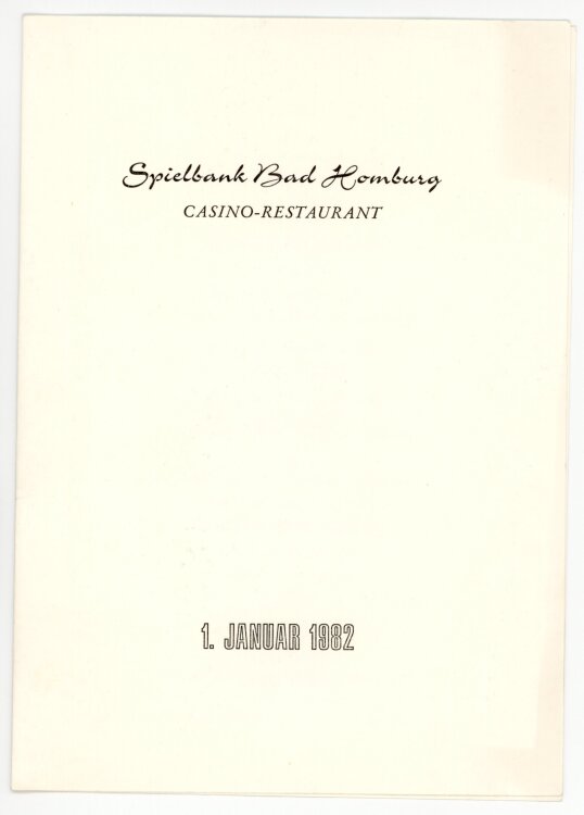 Casino-Restaurant - Menükarte  - 1.1.1982