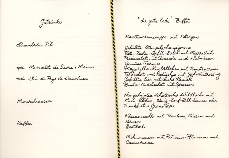 Fastenspeisung auf den Tuft´n - Tegernsee - Menükarte  - 18.2.1988