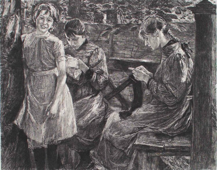 Peter Halm - Meine Töchter - Radierung - 1896