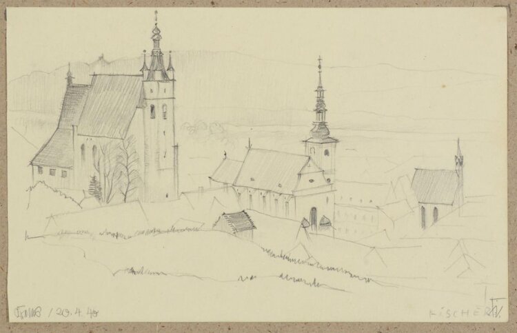 Fischer - Ansicht von Krems (an der Donau) - Bleistiftzeichnung - 1940