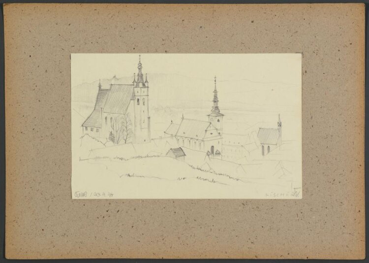 Fischer - Ansicht von Krems (an der Donau) - Bleistiftzeichnung - 1940