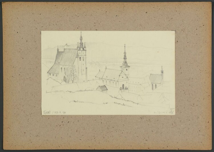 Fischer - Ansicht von Krems (an der Donau) - Bleistiftzeichnung - 1940