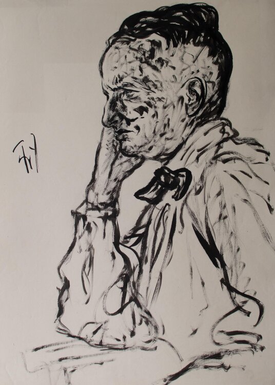 Fritz Zalisz - Porträt Dr. Fred Etienne - Tusche - o.J.
