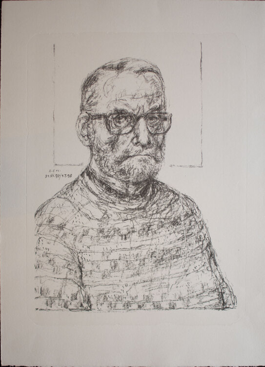 Karl Erich Müller - Selbstbildnis mit Brille - Lithografie - 1997-1998