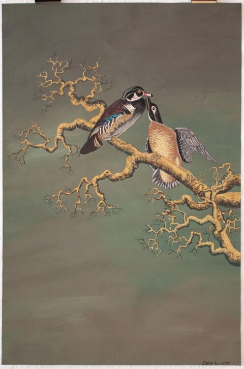 unbekannt - Entenpaar - 1974 - Gouache