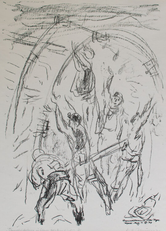 Karl Erich Müller - Reperaturkolonne in Schabt Felix Ozierschumki - Lithografie - 1974