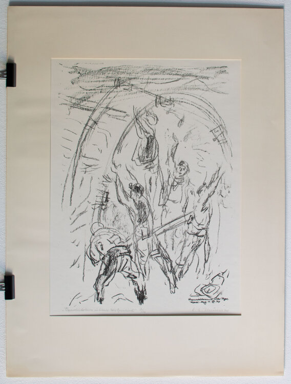 Karl Erich Müller - Reperaturkolonne in Schabt Felix Ozierschumki - Lithografie - 1974