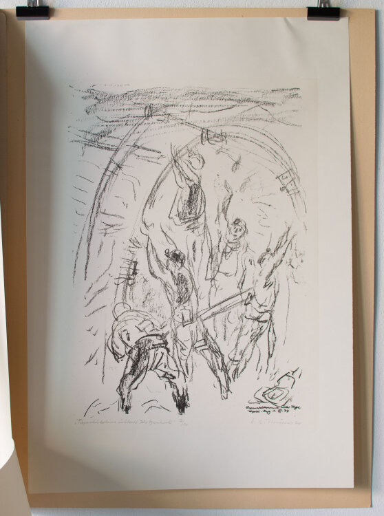Karl Erich Müller - Reperaturkolonne in Schabt Felix Ozierschumki - Lithografie - 1974