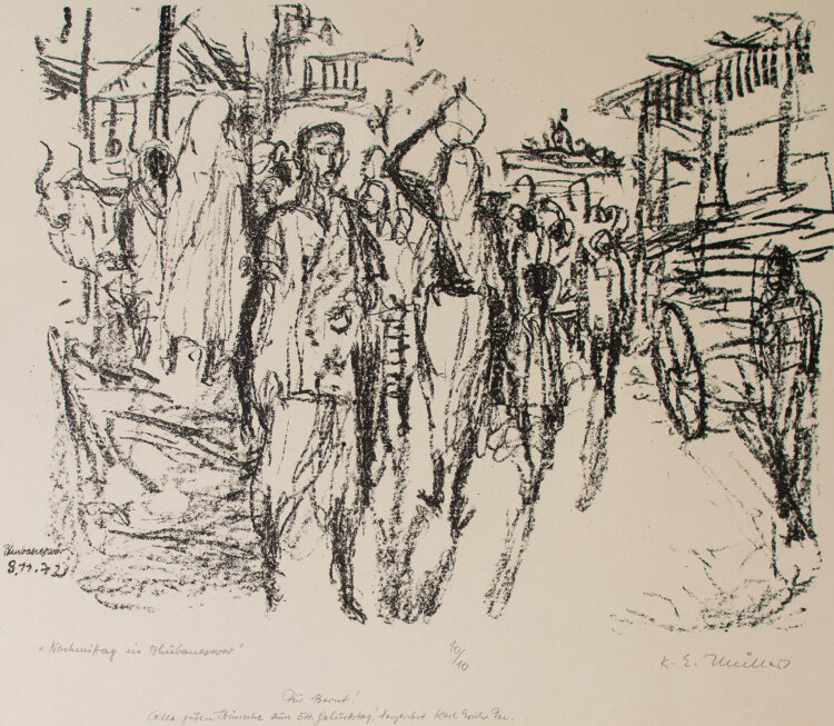 Karl Erich Müller - Nachmittag in Bhubaneswar, Ostindien - Lithografie - 1972