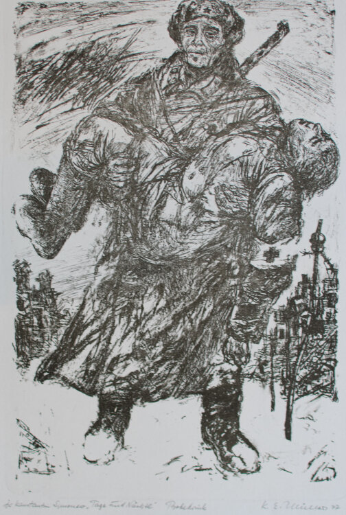 Karl Erich Müller - Zu Konstantin Simonow, Tage und Nächte (1947) - Lithografie - 1977