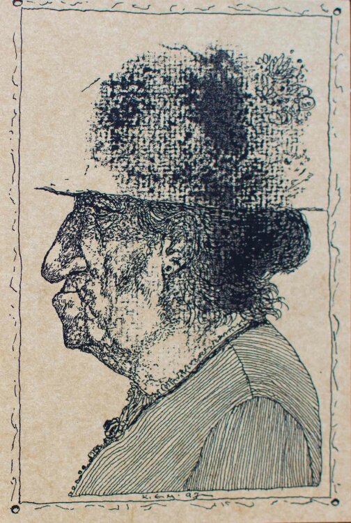 Karl Erich Müller - Alten Frauenporträt mit Hut...