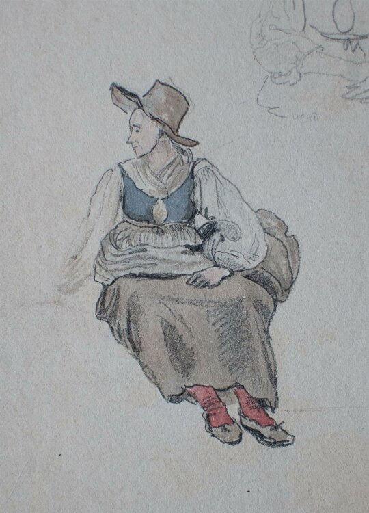 Unleserlich signiert - Weibliches Bildnis / Frauenporträt - Aquarell - 1832