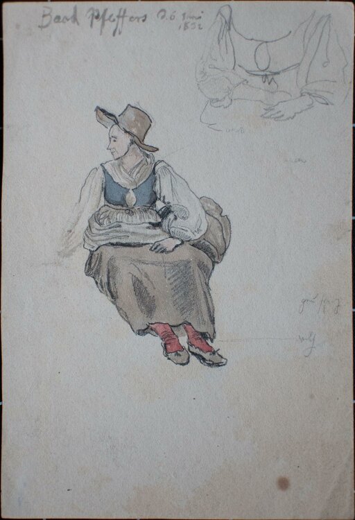 Unleserlich signiert - Weibliches Bildnis / Frauenporträt - Aquarell - 1832
