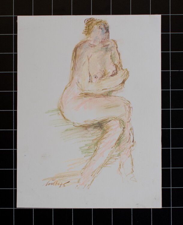 Bernt Wilke - Sitzender Frauenakt - Pastellkreide - 1975
