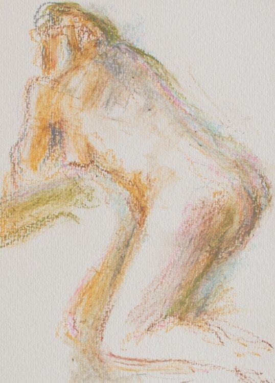 Bernt Wilke - Nach vorn gebeugter Frauenakt - Pastellkreide - 1978