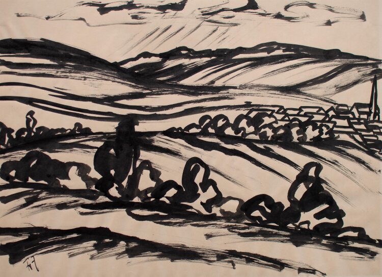 Fritz Zalisz - Berglandschaft - Tusche - o.J.