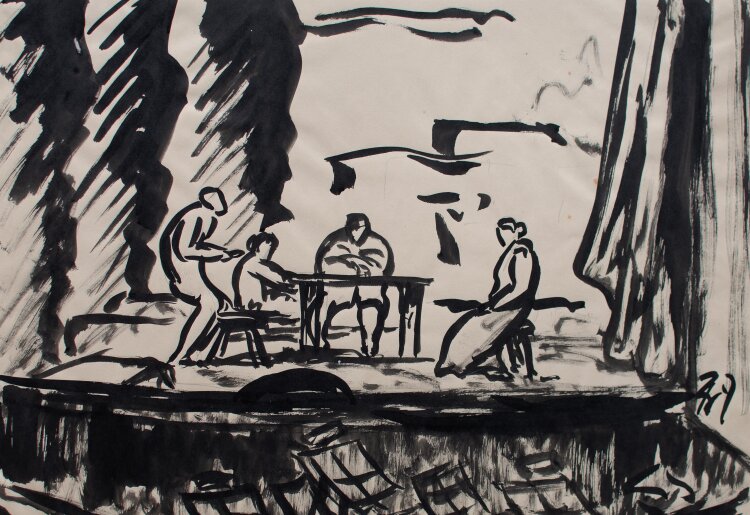 Fritz Zalisz - Theaterprobe - Tusche - o.J.