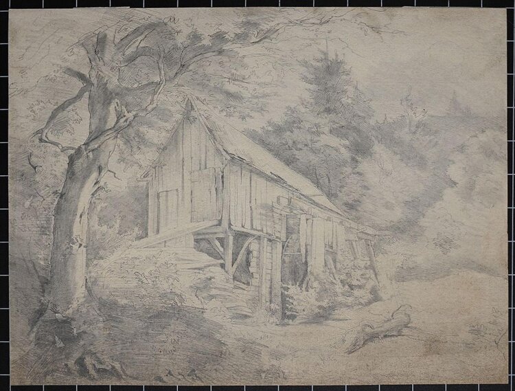 Gustav Cloos - Waldhütte - Bleistiftzeichnung - o. J.