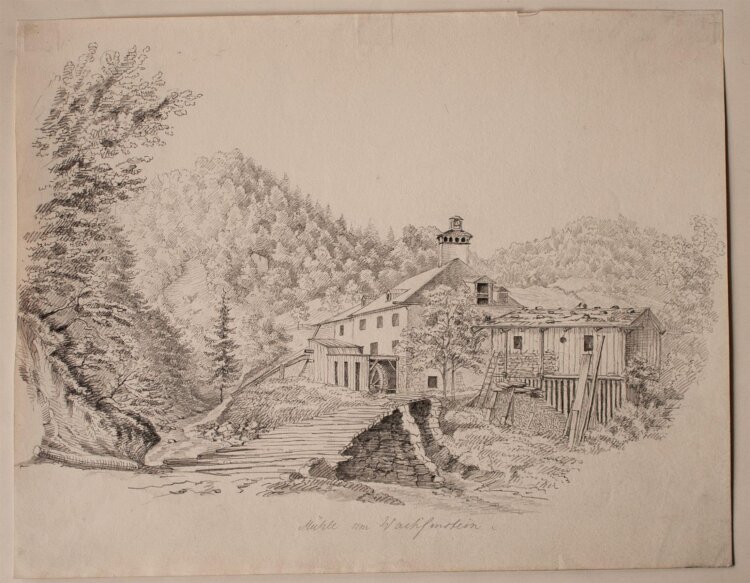 Unbekannter Künstler - Mühle am Waxenstein - Bleistiftzeichnung - o.J.