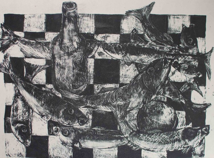 Bernt Wilke - Fische - Lithografie - 1966