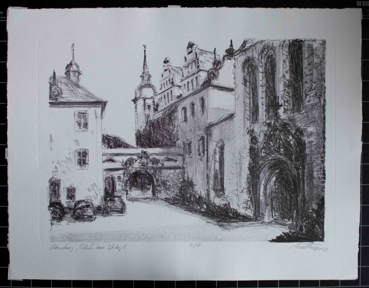 Bernt Wilke - Merseburg, Blick zum Schloss (Sachsen-Anhalt) II - Lithografie - 2002