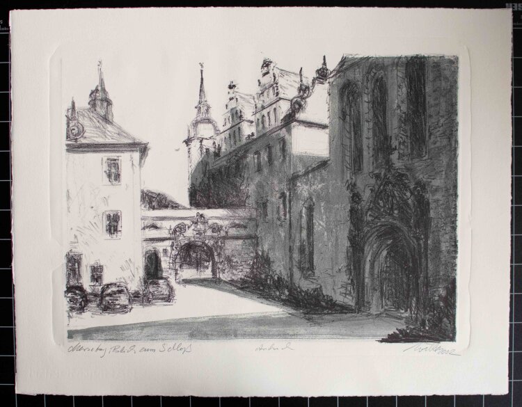 Bernt Wilke - Merseburg, Blick zum Schloss (Sachsen-Anhalt) I - Lithografie - 2002