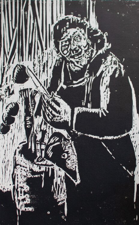 Bernt Wilke - Die Frau des Fischers - Holzschnitt - 1972