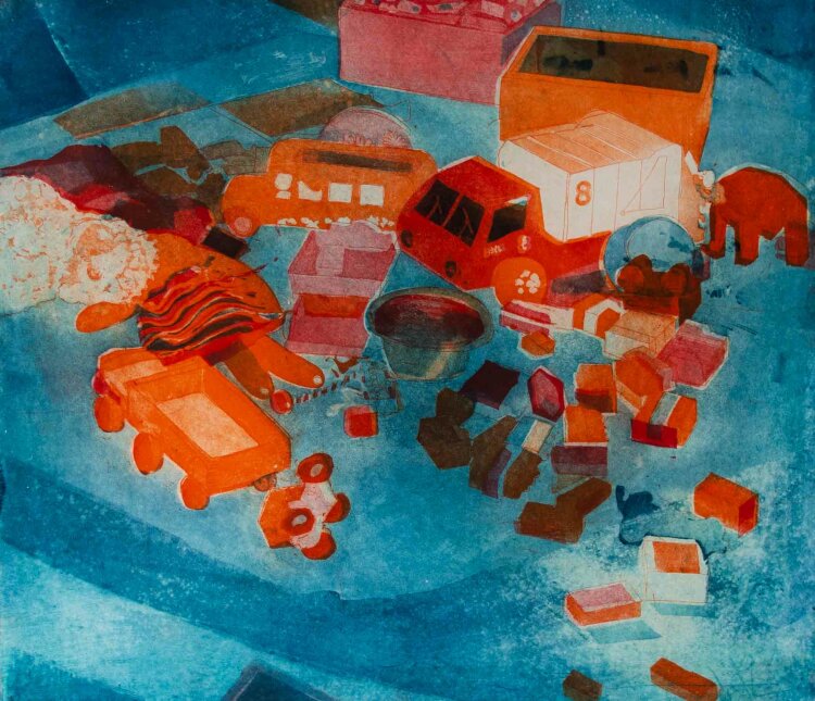 Helga Haas Wirth - Kinderspielzeug - Farbradierung - 1981