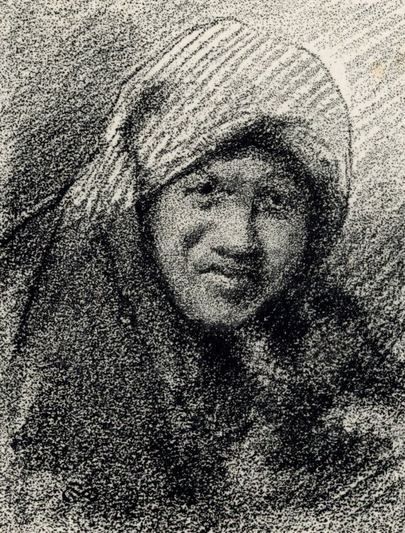 Mortimer Menpes - Frauenporträt mit Kopftuch -...