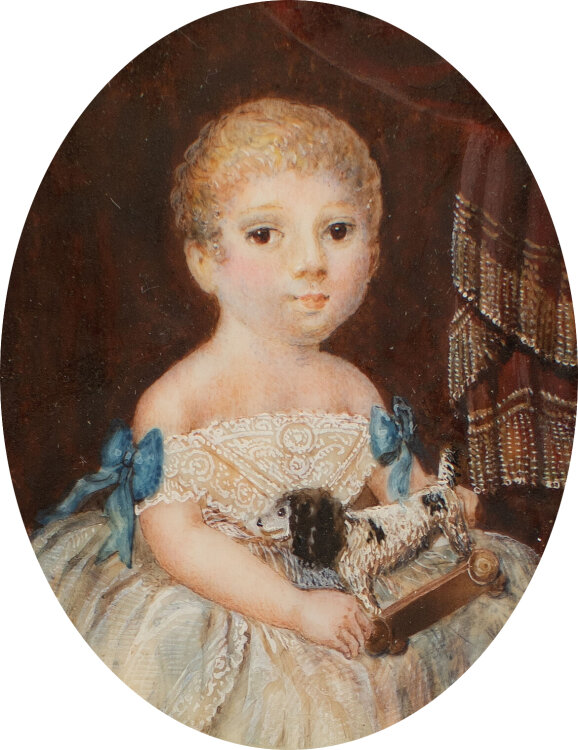 Miniaturportrait Kind Biedermeier Mädchen mit...