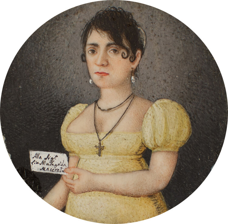 Miniatur Portrait Dame Italien Frauenporträt Malagrida Macerata 19. Jh.
