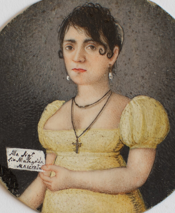Miniatur Portrait Dame Italien Frauenporträt Malagrida Macerata 19. Jh.